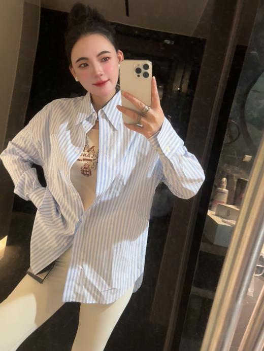 设计款条纹长袖休闲百搭衬衫 商品图2