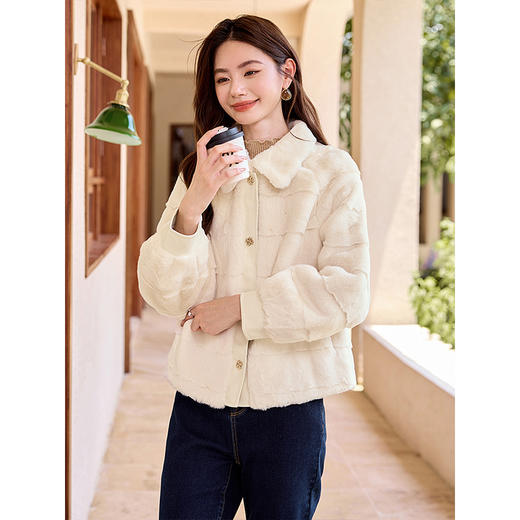 【年货节】熙世界仿皮草皮毛一体毛绒外套女秋冬时髦翻领保暖大衣年新款 商品图1
