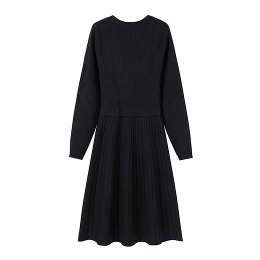 奢姿大码女装2025春季气质V领假两件连衣裙胖妹妹时尚针织裙子9851890332 商品图1