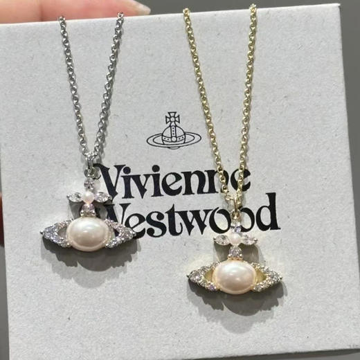 春日限定【抢先购】Vivienne西太后土星钻石珍珠项链银色/耳钉银色  西太后土星钻石珍珠项链金色/耳钉金色 -mi_bba 商品图8