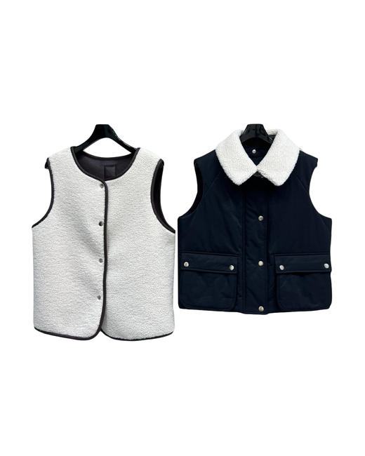 女款可拆卸领皮毛棉服马甲he014 商品图4