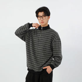 宽松加绒polo领条纹套头针织衫-纪念日百货门店同款167749435