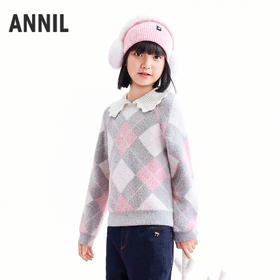 【实体店同款】女童翻领针织毛衫冬季新款安奈儿童装AG544065