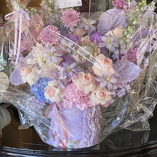 《远山黛》帝王花郁金香大丽花掌薄雾紫抱抱桶 商品图2