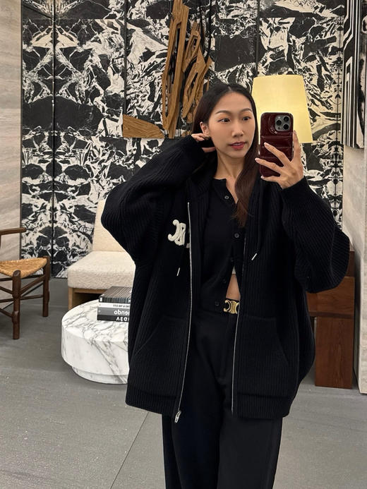 赛琳 25秋冬新款 毛巾刺绣针织拉链帽衫(TM) 商品图3