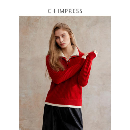 全羊毛双层Polo领假两件知性秋冬毛衣MY2504078
 商品图0