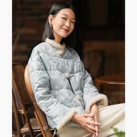 OPH XZ678新中式国风真丝羊毛90白鸭绒羽绒服国风加厚水貂短外套