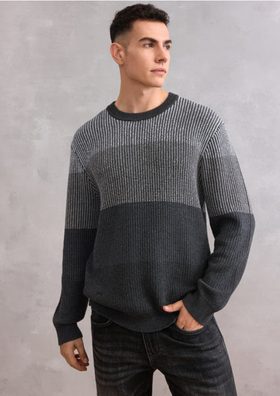 G2000男装FW25商场新款【绵羊毛混纺】柔软舒适拼色修身针织衫58177113