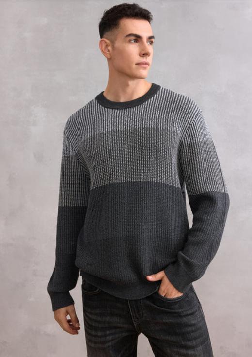 G2000男装FW25商场新款【绵羊毛混纺】柔软舒适拼色修身针织衫58177113 商品图0