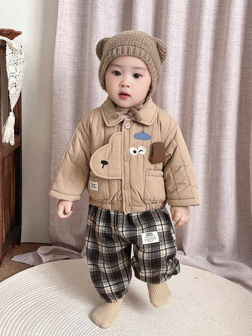 【A类品质❗️柔软舒适】男宝宝秋冬长袖夹棉套装卡通可爱婴幼儿深秋保暖外出洋气两件套潮。ja 商品图0
