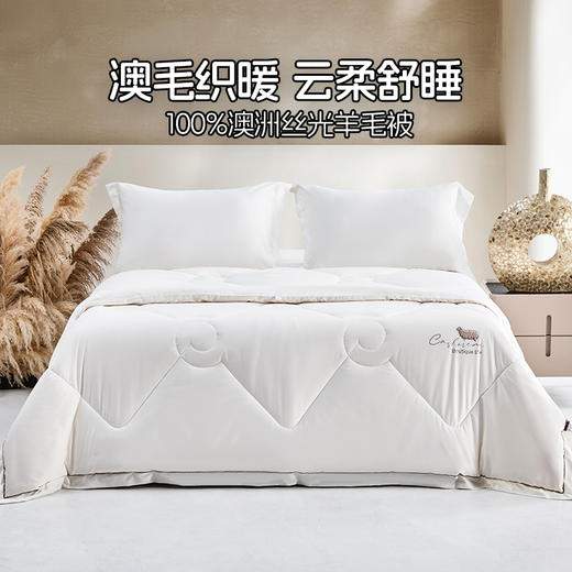 多喜爱 澳境纯羊毛加厚冬被【100%澳洲羊毛】【60S全棉贡缎】【足料填充】丝光工艺 柔暖不闷 加厚填充 烫钻工艺 PU皮手提包 商品图0