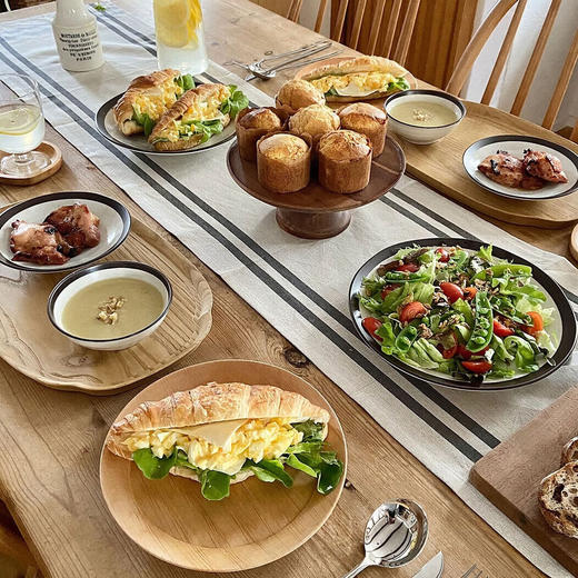 日式超轻量餐具小碗饭碗餐盘深盘复古绣圈白唐津 商品图3