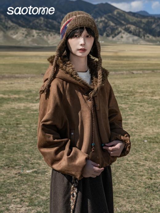 早乙女惠子saotome/STMWY14003/毛领麂皮夹棉卫衣 商品图0