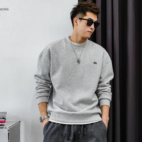 徐太浪【字母刺绣 简约百搭】套头卫衣男秋冬大码内搭打底衫上衣