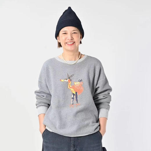 【11月17日 下午18:00 秒杀】45R 再一款 2025年新品 日系水洗 908男女同款 休闲火烈鸟抓 毛海洋 圆领 加绒卫衣 商品图5