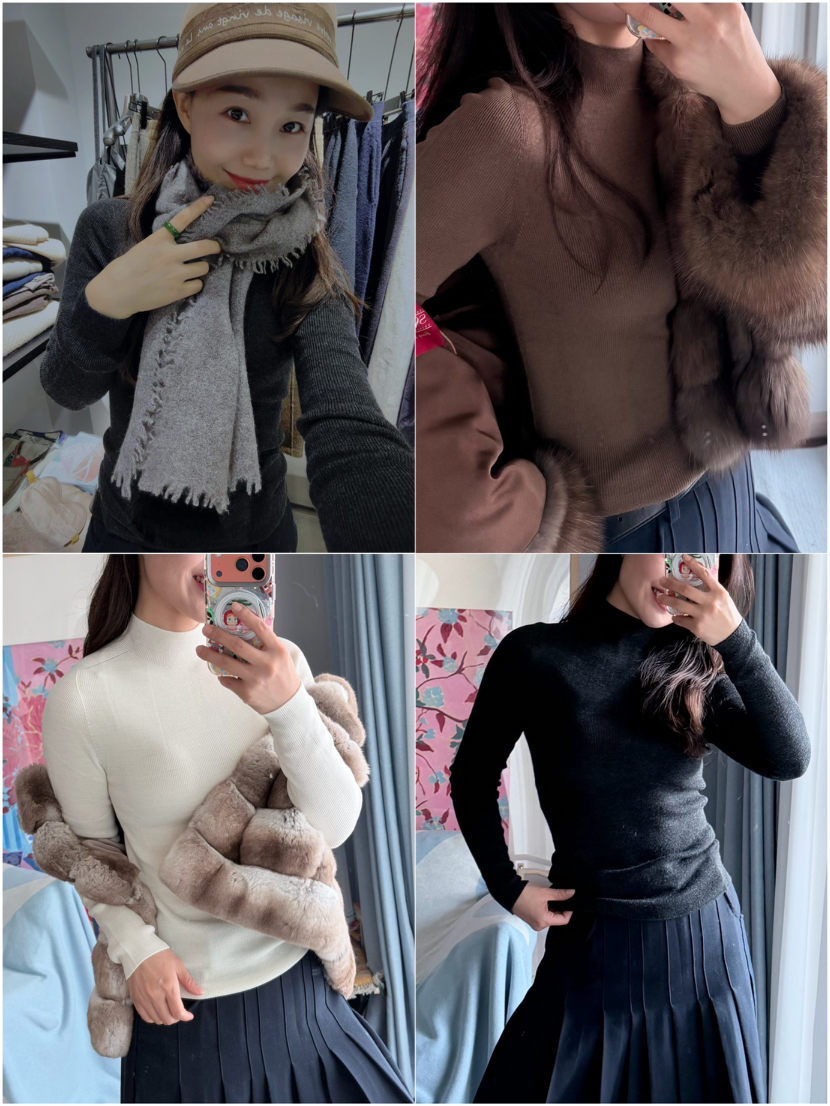 贴身不退换|澳洲美丽诺无缝半高领针织打底衫|可机洗kang皱易打理