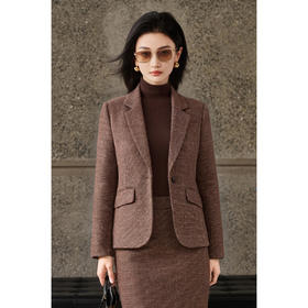 双股奢级混纺 羊毛粗花呢西装外套 透气不软塌的立体骨感 米思阳2025冬新款复古英伦风优雅修身西装外套女5626