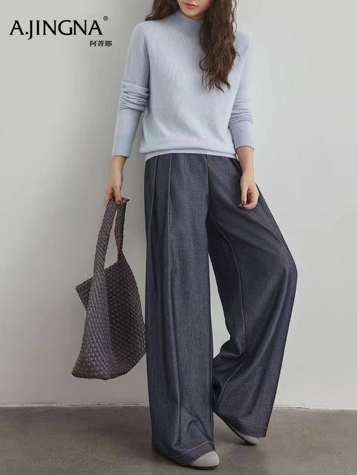 【经典圆领】阿菁娜冬季新款经典山羊绒毛衫高领松弛感设计软糯绒面F30D301013 商品图0