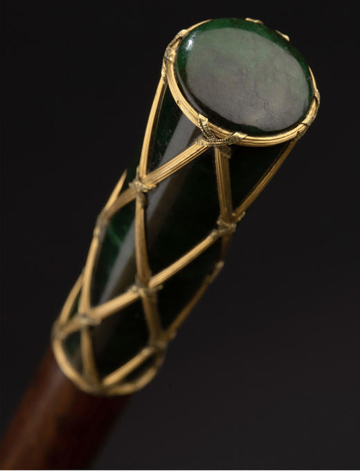 独角鹿西洋古董 1910年代法国出品黄金编织镶嵌玉石蛇木杖身古董手杖 商品图3