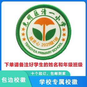 定制深圳市光明区清一小学包边校徽礼服布标姓名贴胸章缝制包邮51