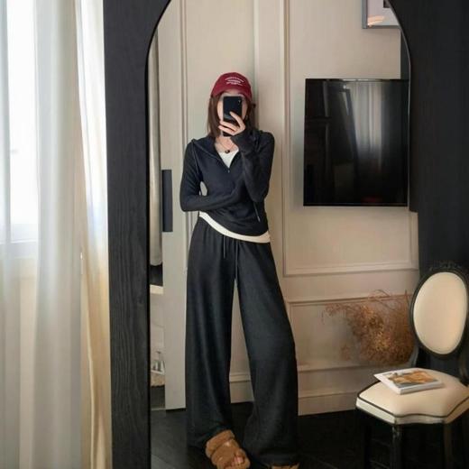 【Beau Muse】时尚潮流休闲百搭仿羊绒假两件连帽套装LJT 商品图5