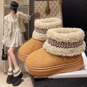 雪地靴女冬季韩版加绒保暖高帮EVA厚底防滑包跟棉拖鞋女