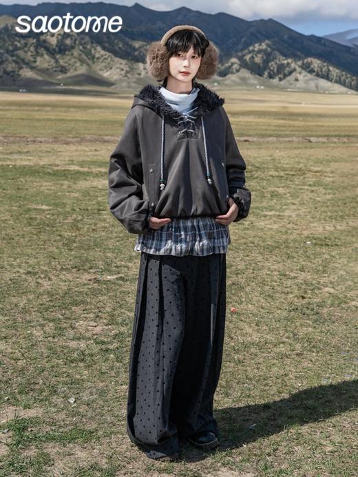 早乙女惠子saotome/STMWY14003/毛领麂皮夹棉卫衣 商品图1