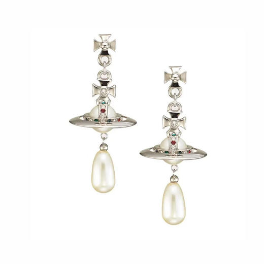 春日限定【抢先购】Vivienne西太后珍珠水滴吊坠土星项链j金色/银色   西太后珍珠水滴吊坠土星耳饰银色/金色-mi_bba 商品图4