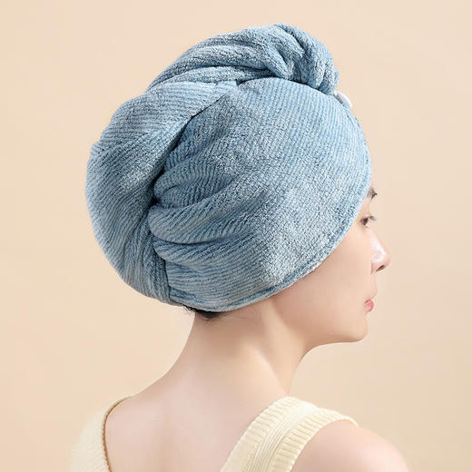 【批发】美丽雅加厚超细纤维彩条干发帽 商品图2