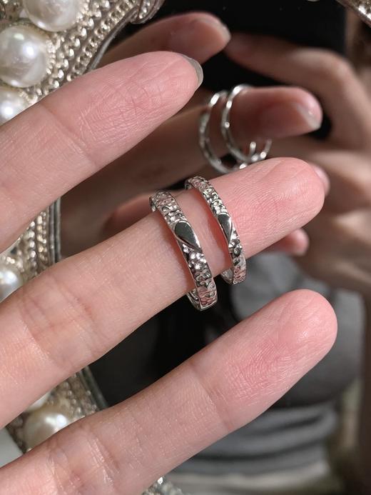 卡蒂罗KADER 为你心动情侣对戒 925银拼接爱心简约大方甜蚀冰川纹理感素圈可调节一对 钟爱久久恋爱频率 商品图7