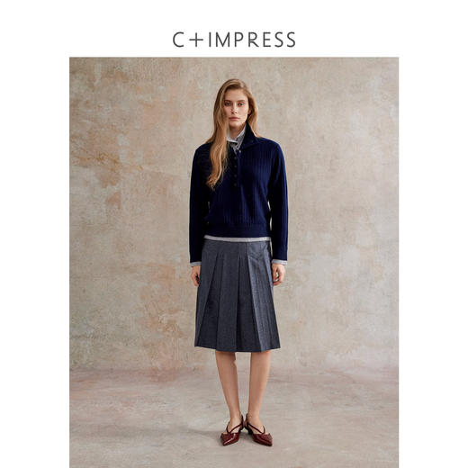 全羊毛双层Polo领假两件知性秋冬毛衣MY2504078
 商品图3