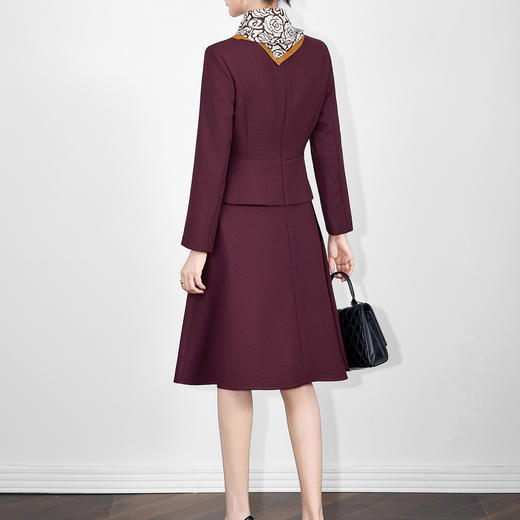 「高货wl」全新升级【铂金会员339/天猫459/差价120】(64348)洛诗琳知性通勤荷叶边连衣裙2025秋冬气质收腰丝A字裙女 商品图2