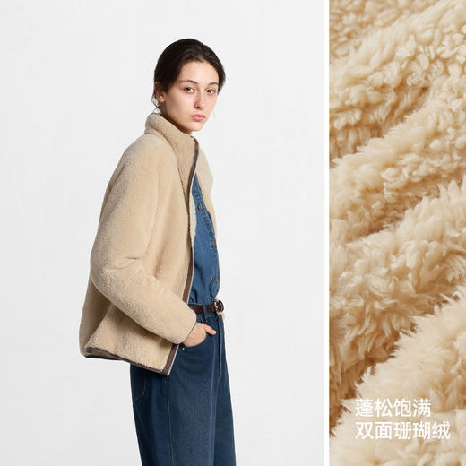 森马外套女冬季珊瑚绒插肩袖宽松立领绣花2025新款温柔风潮流夹克 商品图2