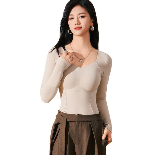 丁摩 【长袖套装带胸垫】一体式上衣石墨烯发热保暖内衣女打底裤冬5ZF-8867 商品图4