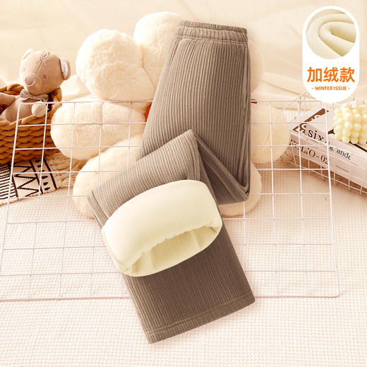 5秋冬款女童雪尼尔阔腿裤休闲垂感加绒加厚针织裤保暖 商品图1