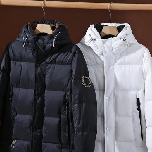 D111704冬季90鹅绒中长款羽绒服加厚保暖防寒连帽冬装休闲外套 商品图1