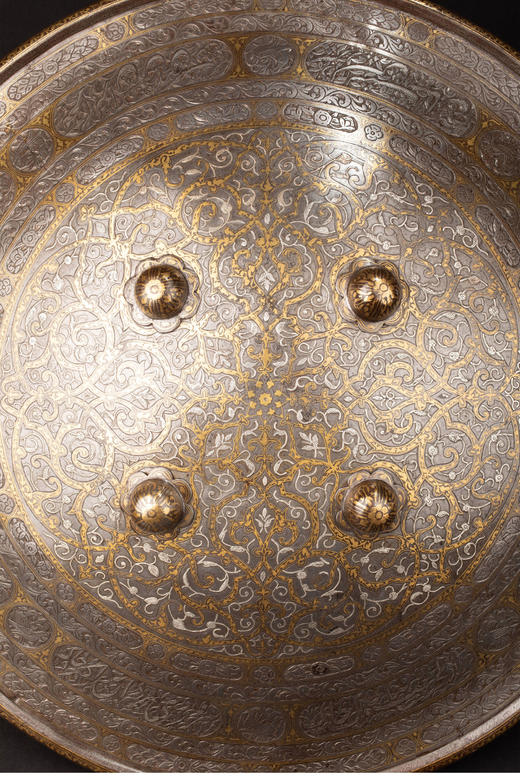 独角鹿西洋古董 1820年波斯卡扎尔时期鋄金银花纹装饰摆件三件套 商品图6