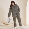雀说 高级感条纹睡衣女加绒加厚保暖家居服25005 商品缩略图2