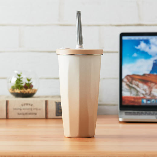 大容量不锈钢保温杯保暖保冷带提手随行杯吸管直桶杯 商品图5