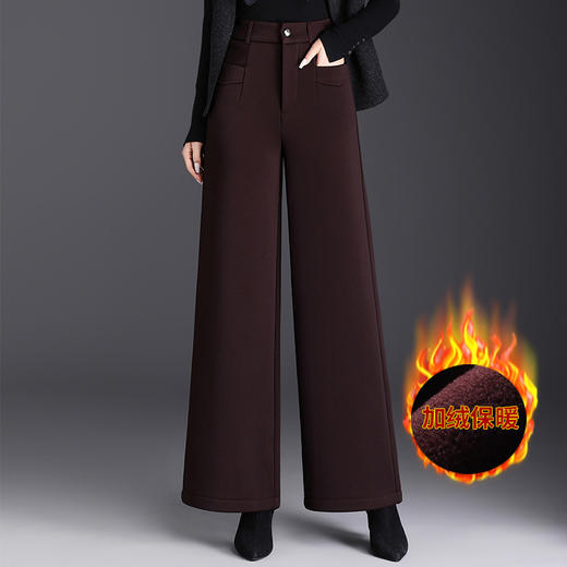 QYM 3568-Y加绒阔腿裤厚款保暖休闲裤宽松大码 商品图0