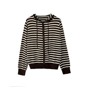 6%羊毛假两件设计款 条纹连帽上衣