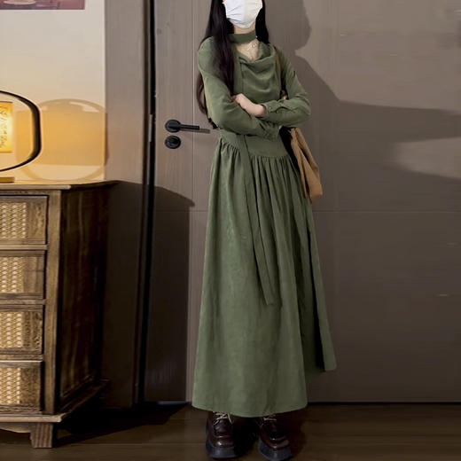 裁缝学苑AQ567设计感堆堆领收腰长袖连衣裙纸样女装新款长裙子样板图纸 商品图1