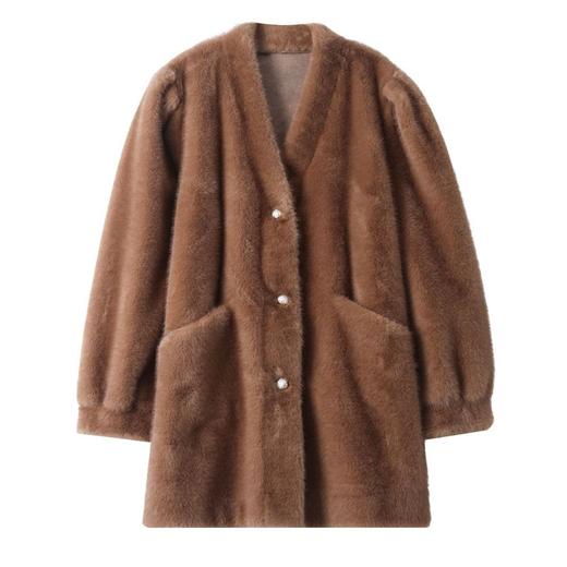 丁摩 冬季水貂绒皮毛一体大衣外套9060 商品图4