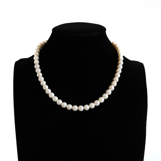 【天然正品】天然近圆约8.5MM白色珍珠项链链长：44CM女士061125NJS15特价：680元 商品图0