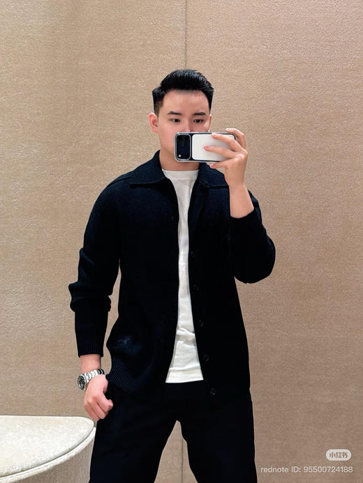 1117-4 老钱风 纯羊绒 儒雅气质 BBR 男士 翻领针织开衫 两色 老朱176/146穿xl宽松合适 商品图5