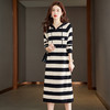 丁摩 连帽条纹针织卫衣连衣裙打底裙025-8213 商品缩略图0