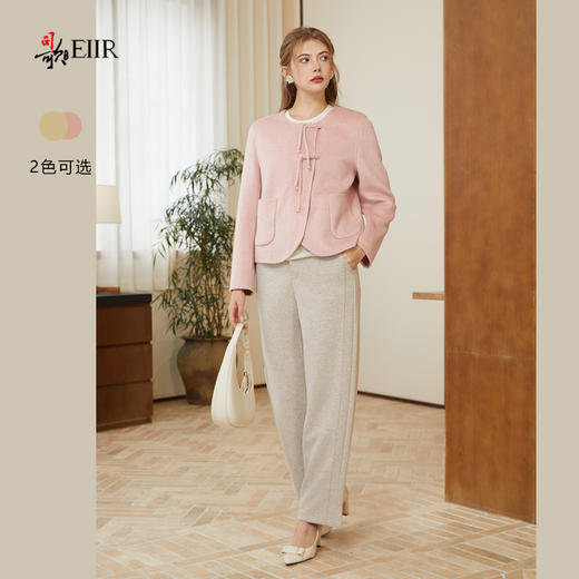 司歌绵羊毛国风双面尼外套大衣女圆领短款Q92G285 商品图2