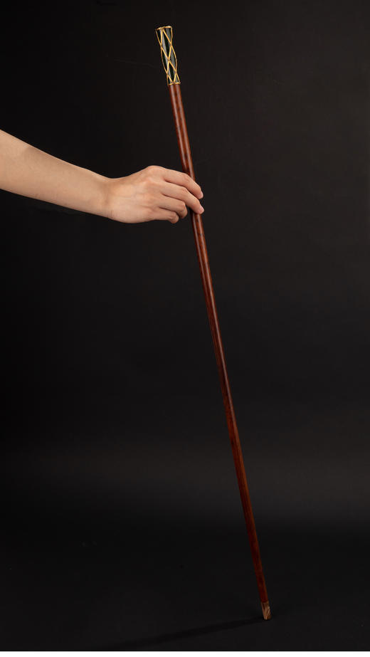 独角鹿西洋古董 1910年代法国出品黄金编织镶嵌玉石蛇木杖身古董手杖 商品图1