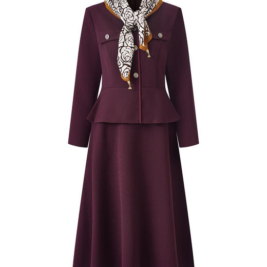 「高货wl」全新升级【铂金会员339/天猫459/差价120】(64348)洛诗琳知性通勤荷叶边连衣裙2025秋冬气质收腰丝A字裙女 商品图3