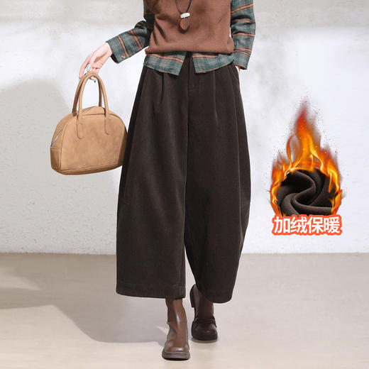 QYM 9538-Y全棉加厚加绒阔版灯芯绒灯笼裤宽松休闲九分裤 商品图0